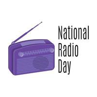 National Radio Day, radio receiver for postcard or banner vector