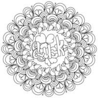 Contour mandala with the word Luck in the center, coloring page with symbols of St. Patrick's Day vector