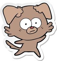 sticker of a nervous dog cartoon vector