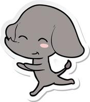 sticker of a cute cartoon elephant running vector