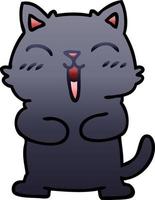 quirky gradient shaded cartoon black cat vector