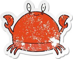 distressed sticker of a cartoon crab vector