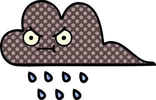 nube de lluvia de tormenta de dibujos animados de estilo cómic vector