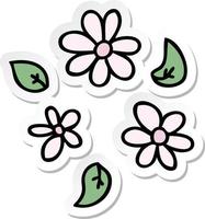 sticker of a quirky hand drawn cartoon flowers vector