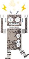 retro illustration style cartoon malfunctioning robot vector