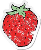 retro distressed sticker of a cartoon strawberry vector