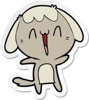 sticker of a cartoon laughing dog vector