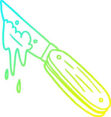 cold gradient line drawing cartoon bloody knife