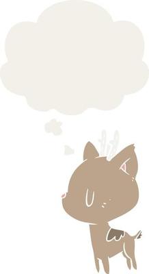 cartoon deer and thought bubble in retro style