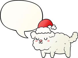 cute christmas dog and speech bubble in smooth gradient style vector