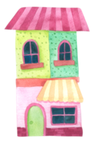 Cartoon house watercolor png