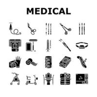 conjunto de iconos de instrumentos y equipos médicos vector