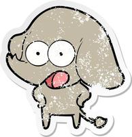 distressed sticker of a cute cartoon elephant vector