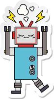 sticker of a cute cartoon dancing robot vector