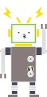 flat color retro cartoon robot vector