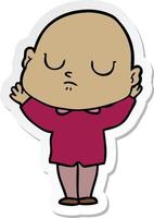 sticker of a cartoon bald man vector