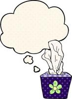 cartoon box of tissues and thought bubble in comic book style vector