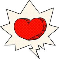 cartoon love heart and speech bubble in comic book style vector