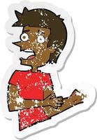 retro distressed sticker of a cartoon stressed man vector