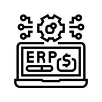 erp digital business line icon vector illustration