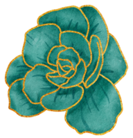 flor con acuarela dorada png