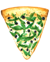 pintura à mão em aquarela de pizza png