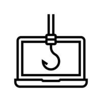 hook on computer display line icon vector illustration