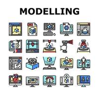 3d Modelling Software And Device Icons Set Vector