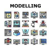 3d Modelling Software And Device Icons Set Vector