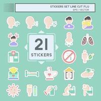 Sticker line cut Set Flu. suitable for education symbol. simple design editable. design template vector. simple illustration vector