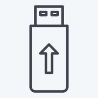 Icon Flashdisk. suitable for Computer Components symbol. line style. simple design editable. design template vector. simple illustration vector