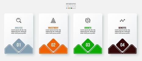 concepto de negocio de plantilla infográfica con paso. vector