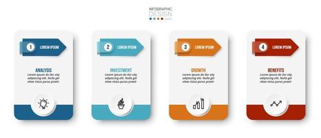 concepto de negocio de plantilla infográfica con paso. vector