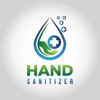 blue and green modern hand sanitizer healthcare logo vector