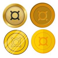 four different style gold coin with generic currency symbol vector set