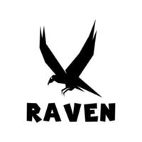 geometric black raven logo template vector