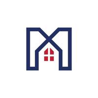 letter M house logo initial template vector