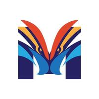 Letter M initial logo with eagle head vector template