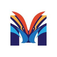 logotipo inicial de la letra m con plantilla de vector de cabeza de águila