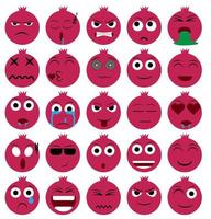 pomegranate fruit cartoon emoticon emoji icon ekspression vector set