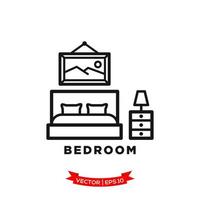 bedroom illustration,bed icon in trendy flat style vector
