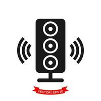 icono de altavoz de audio en diseño plano de moda vector