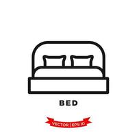 ilustración de dormitorio, icono de cama en estilo moderno y plano vector