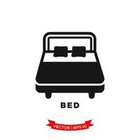 ilustración de dormitorio, icono de cama en estilo moderno y plano vector