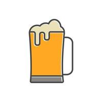 a glass of beer illustration in trendy fflat design vector