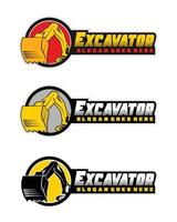 Excavator logo template, heavy equipment for construction logo vector