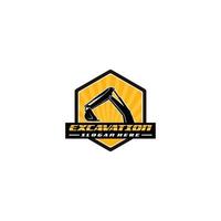 Excavator logo template, heavy equipment for construction logo vector