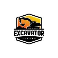 Excavator logo template, heavy equipment for construction logo vector