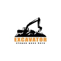 Excavator logo template, heavy equipment for construction logo vector