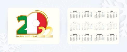 Horizontal Pocket Calendar 2022 in Italian language. Month of the year in Italian language. vector